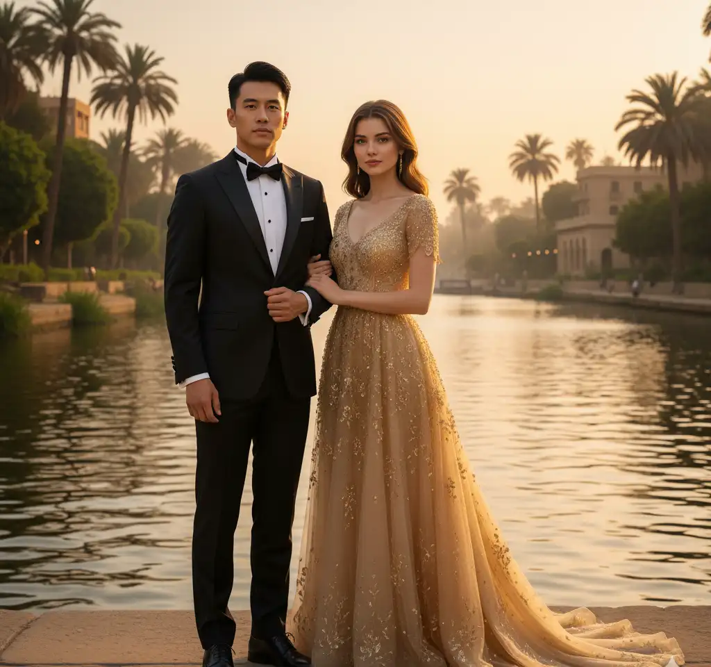 Zamalek Island Cairo Couple AI Couple Photo template