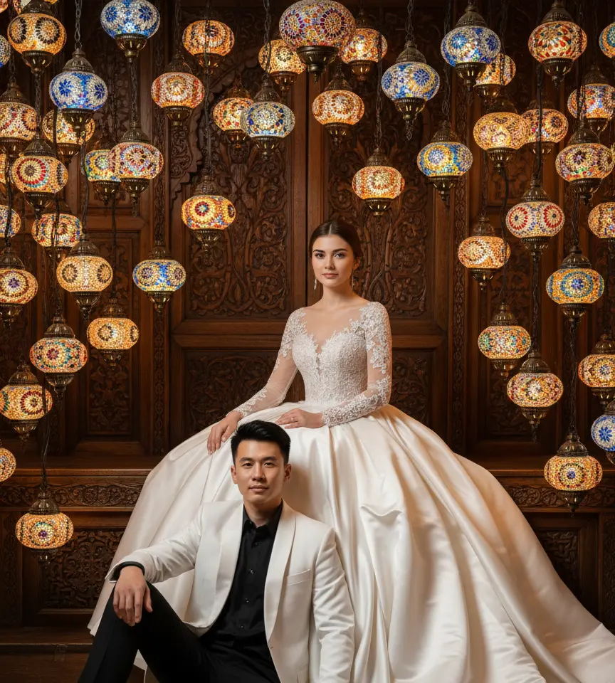 Lantern Hall Couple Portrait AI Couple Photo template