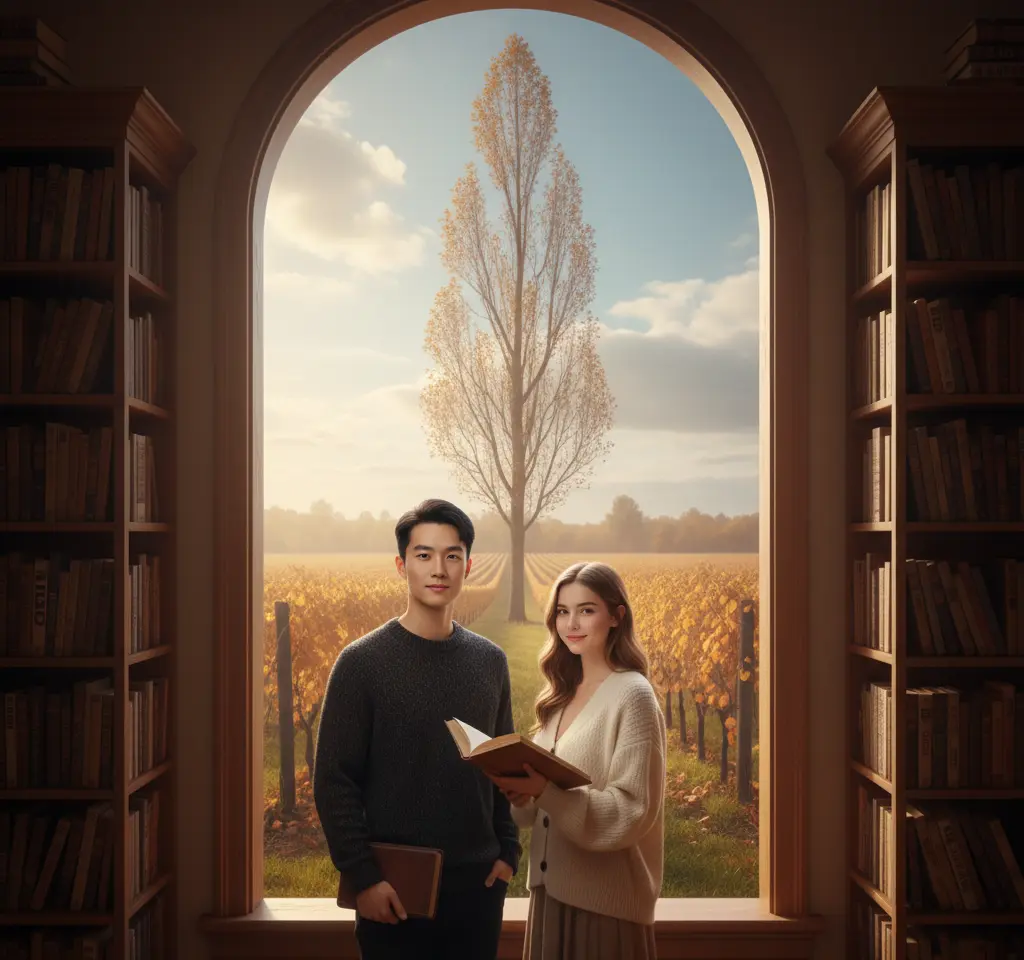 Library Couple Portrait AI Couple Photo template