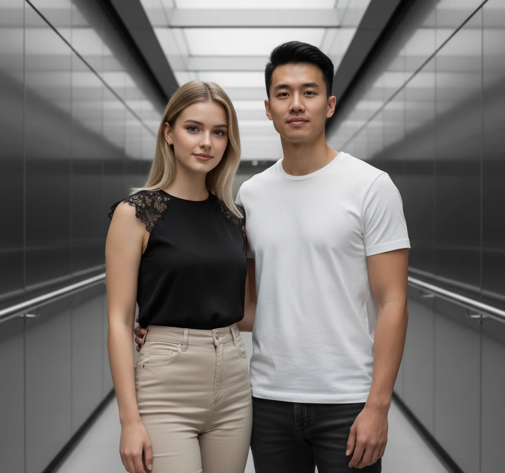 Narrow Path Couple Walk AI Couple Photo template