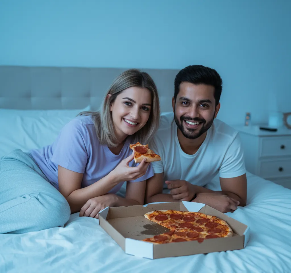 Pizza Party Couple Fun AI Couple Photo template