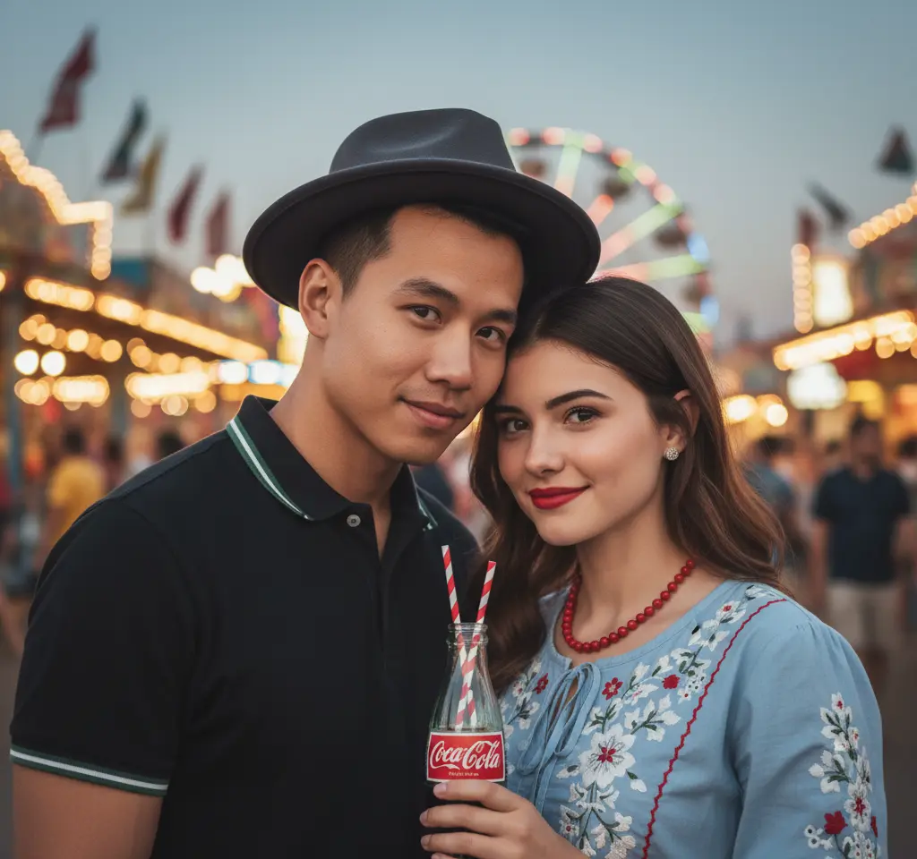 Sharing a Coke Couple AI Couple Photo template