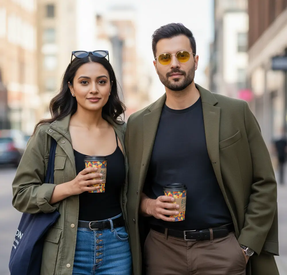 Street Style Urban Couple AI Couple Photo template