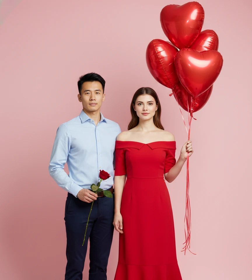 Rose Day Valentine Portrait AI Couple Photo template