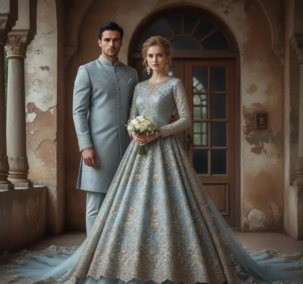 Vintage Wedding Couple Portrait AI Couple Photo template