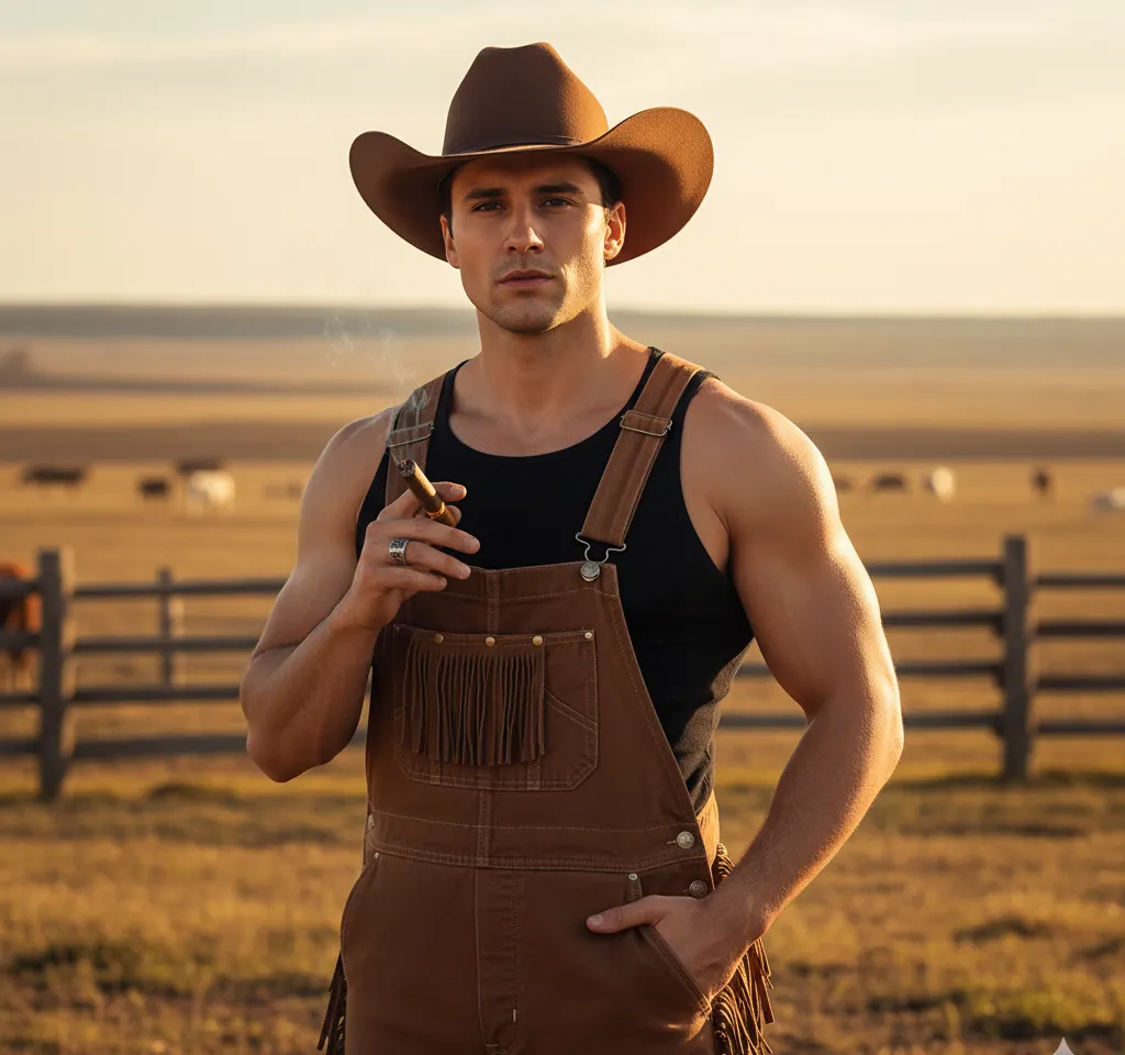 Cowboy Style Man Portrait AI Headshot Generator template