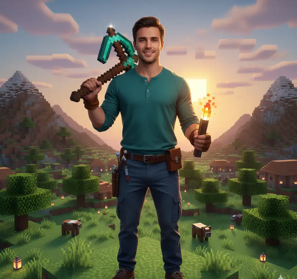 Minecraft Man 1 AI Headshot Generator template