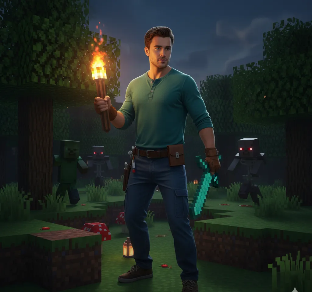 Minecraft Man 3 AI Headshot Generator template