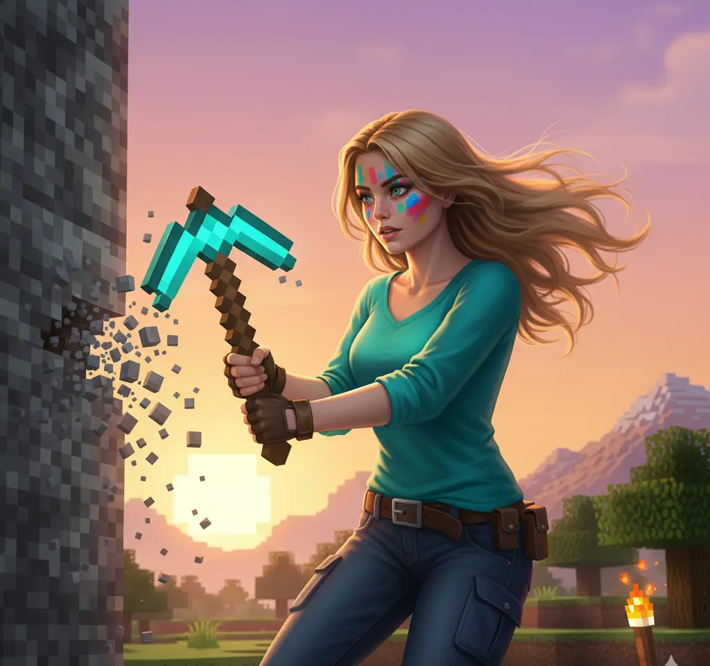 Minecraft Woman 1 AI Headshot Generator template