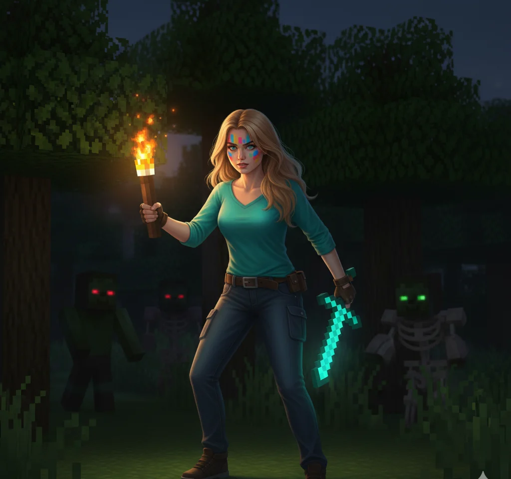 Minecraft Woman 3 AI Headshot Generator template