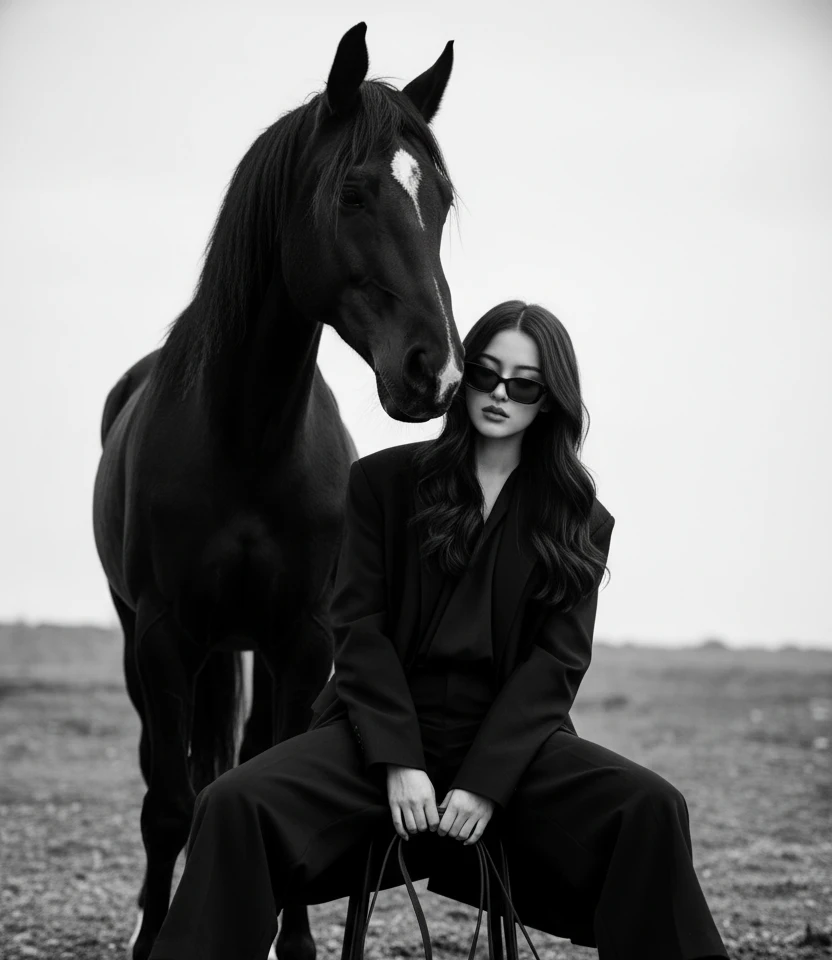 Holding a Horse Woman Portrait AI Headshot Generator template