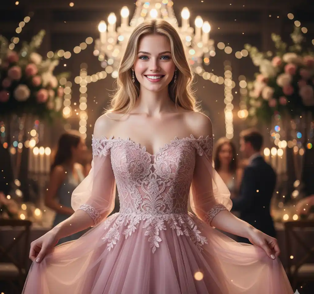 Prom Night Gown Woman AI Headshot Generator template