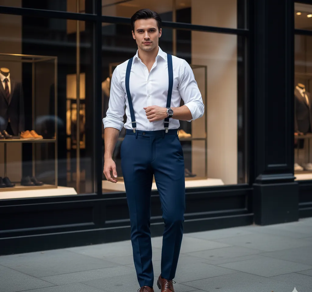 Classic Suspenders Man Portrait AI Headshot Generator template