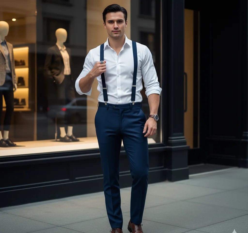 Vintage Suspenders Man Portrait AI Headshot Generator template