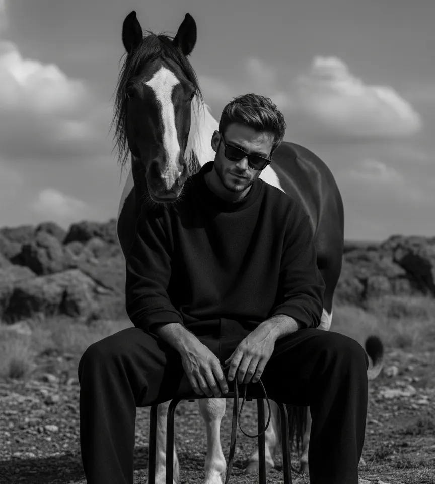 Portrait with Horse AI Headshot Generator template