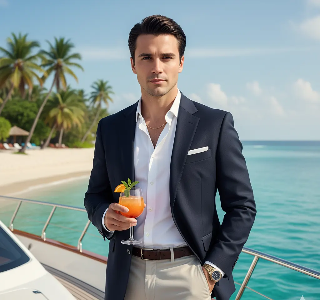 Luxury Yacht Man Portrait AI Headshot Generator template