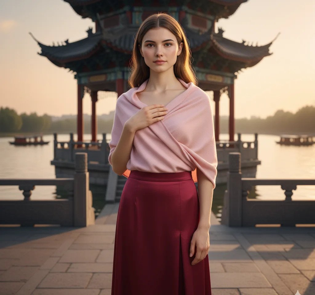 Lakeside Pavilion Travel Portrait AI Headshot Generator template