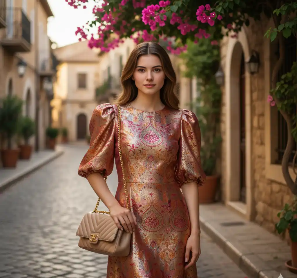 Mediterranean Bloom Coastal Portrait AI Headshot Generator template