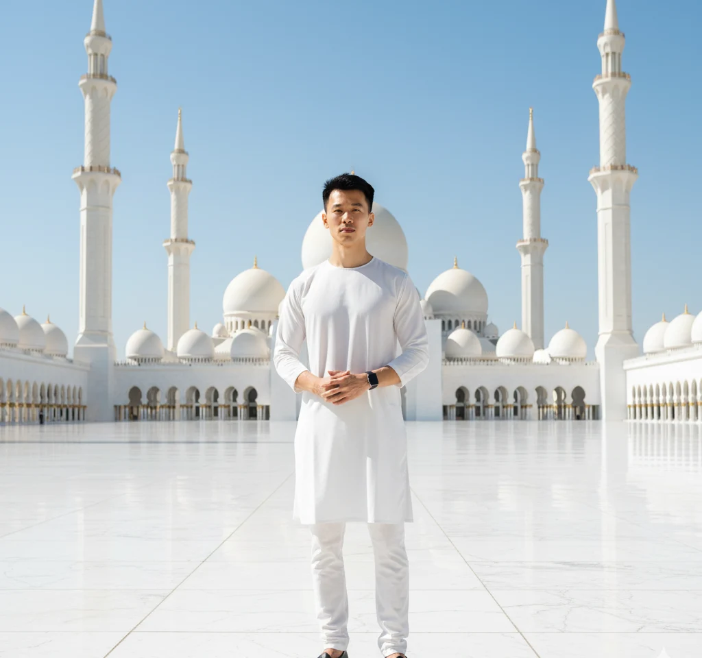 Modern Mosque Architecture Portrait AI Headshot Generator template