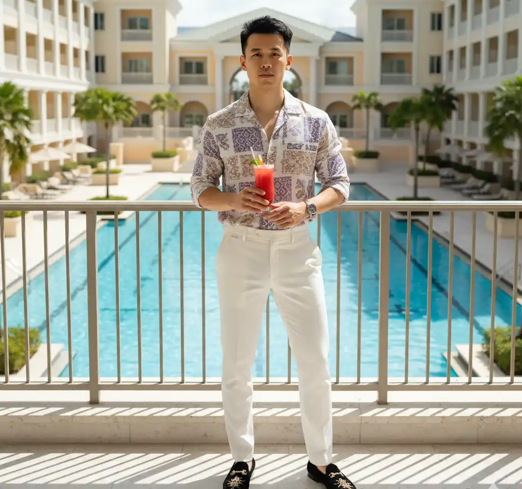 Resort Grand Pool Luxury Portrait AI Headshot Generator template