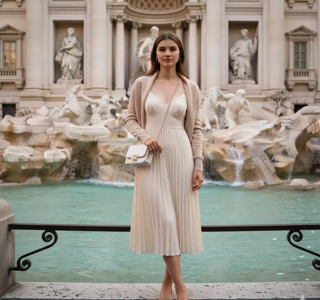 Trevi Fountain Rome Portrait AI Headshot Generator template