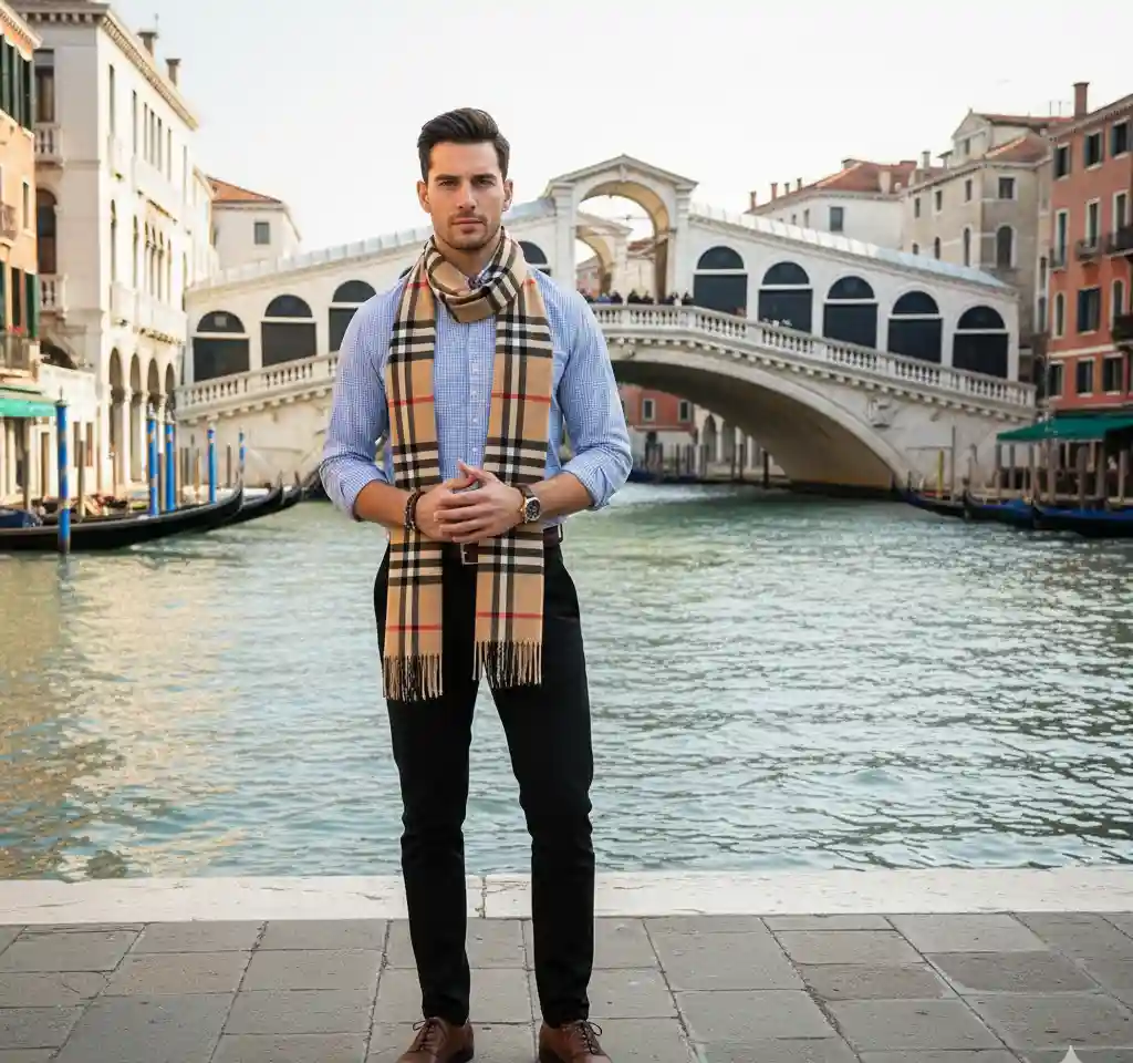 Venetian Bridge Canal Portrait AI Headshot Generator template