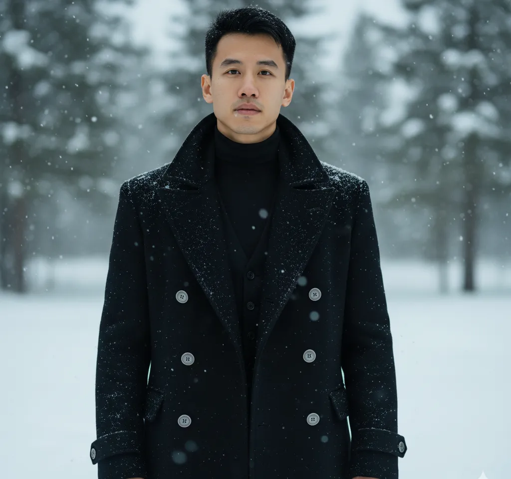 Winter Suit Man Outdoor Portrait AI Headshot Generator template