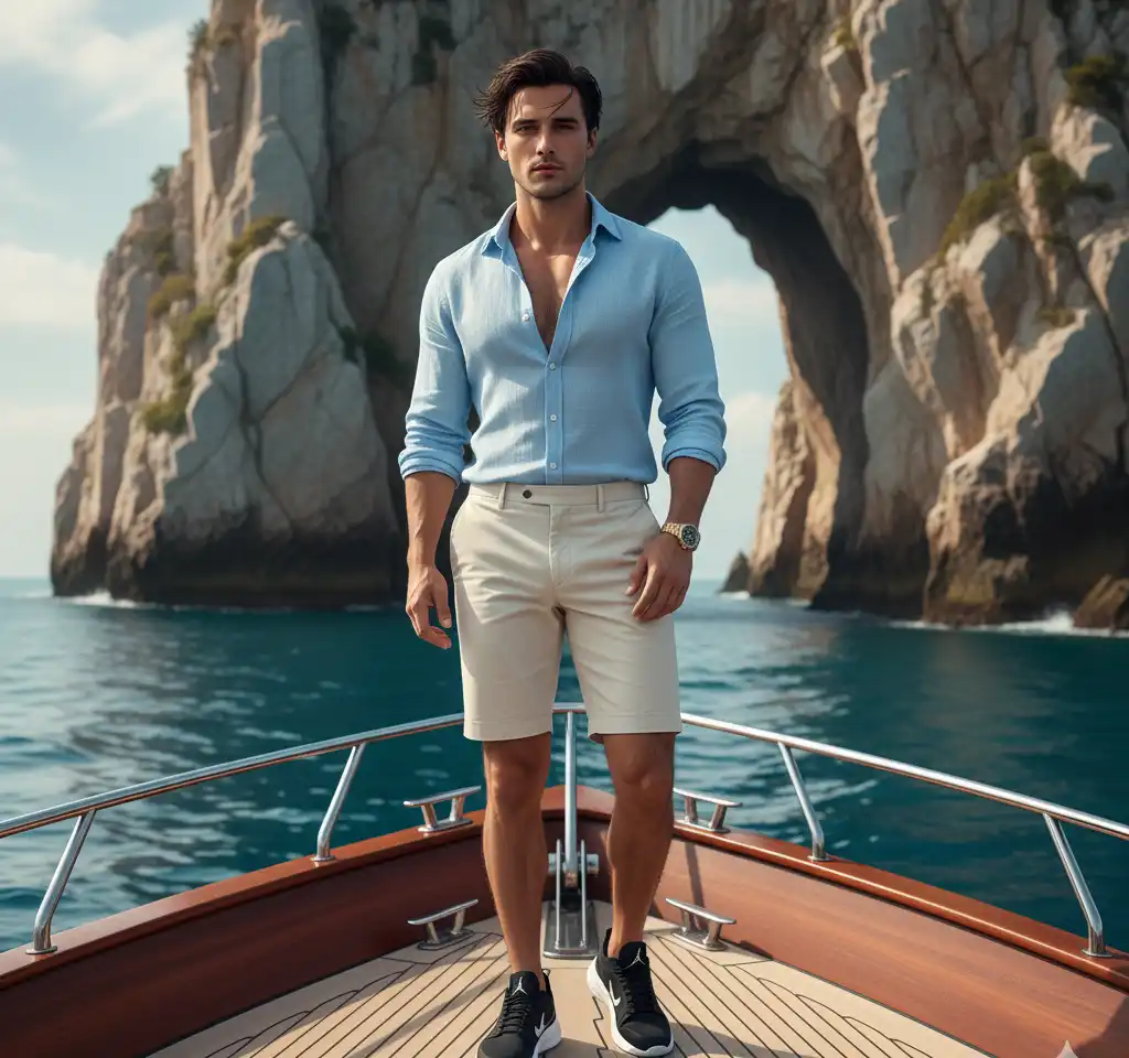 Beach Travel Man Portrait AI Headshot Generator template