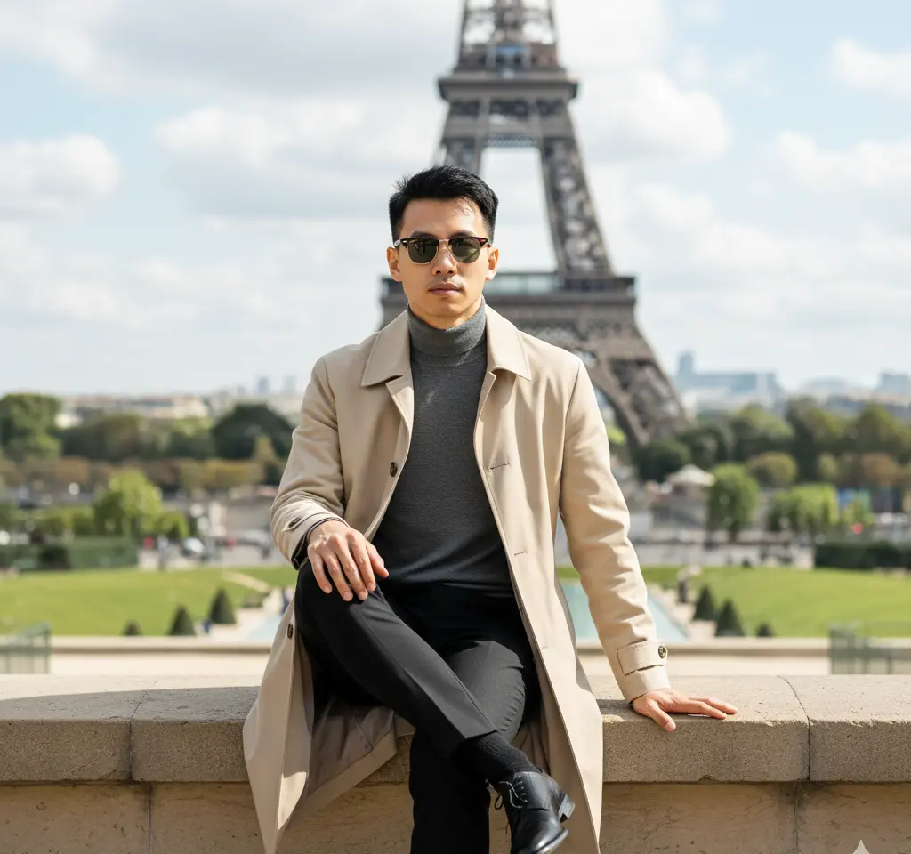 Paris Travel Man Portrait AI Headshot Generator template
