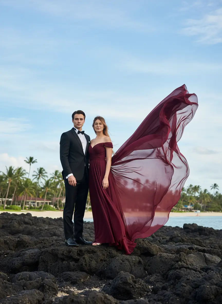 Wildlife jungle safari adventure couple AI photo