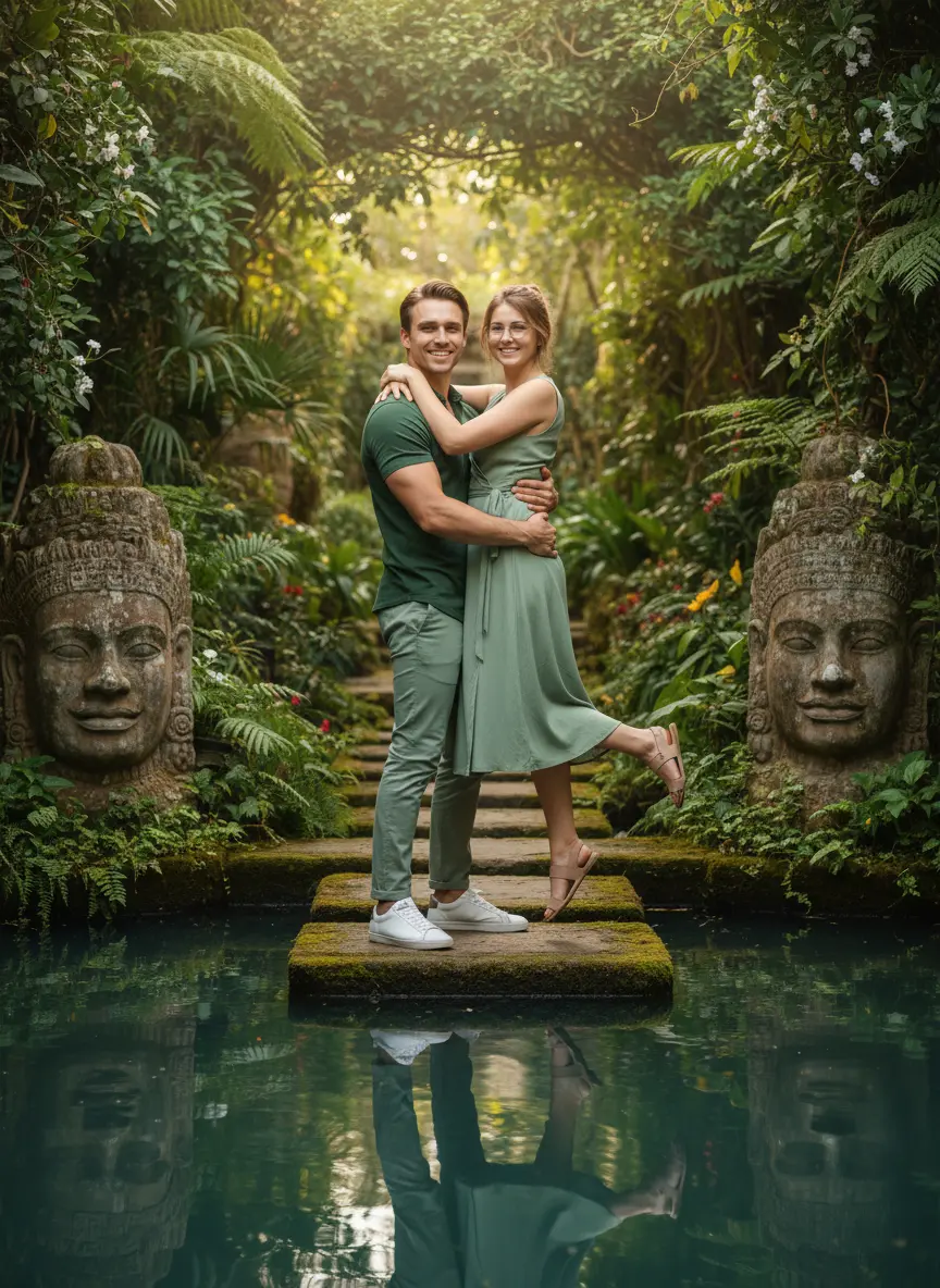 Summer beach photoshoot couple AI generated portrait