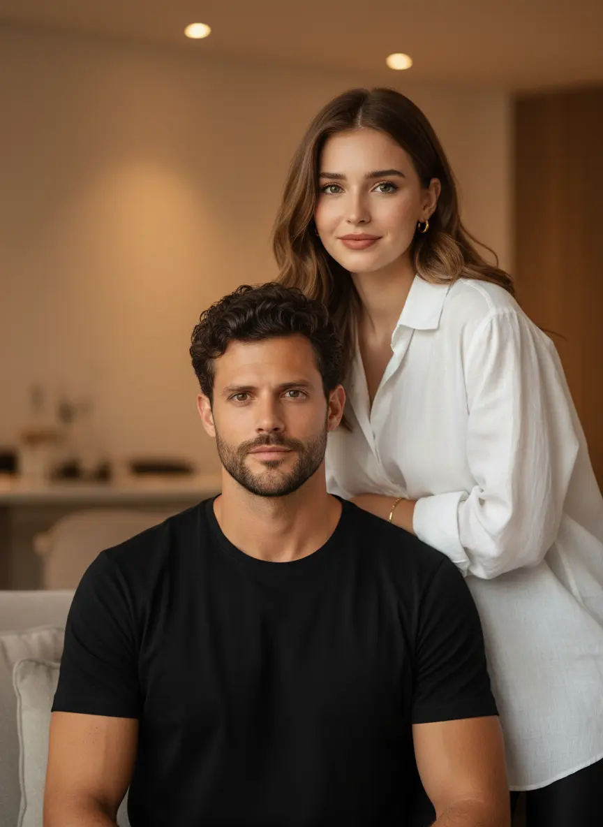 Scary Halloween duo AI couple cosplay photo in mysterious forest