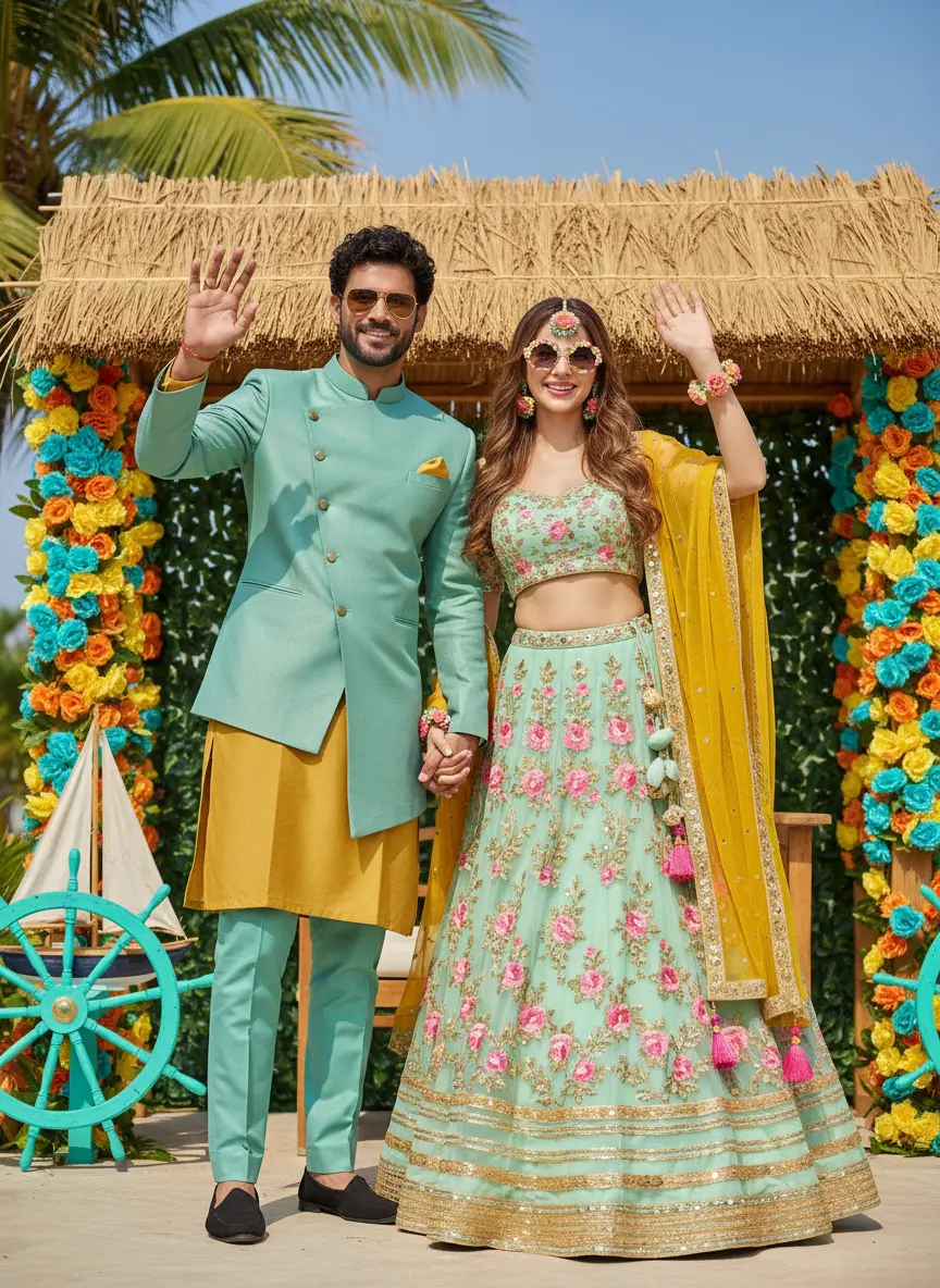 Professional indoor studio couple AI portrait photography