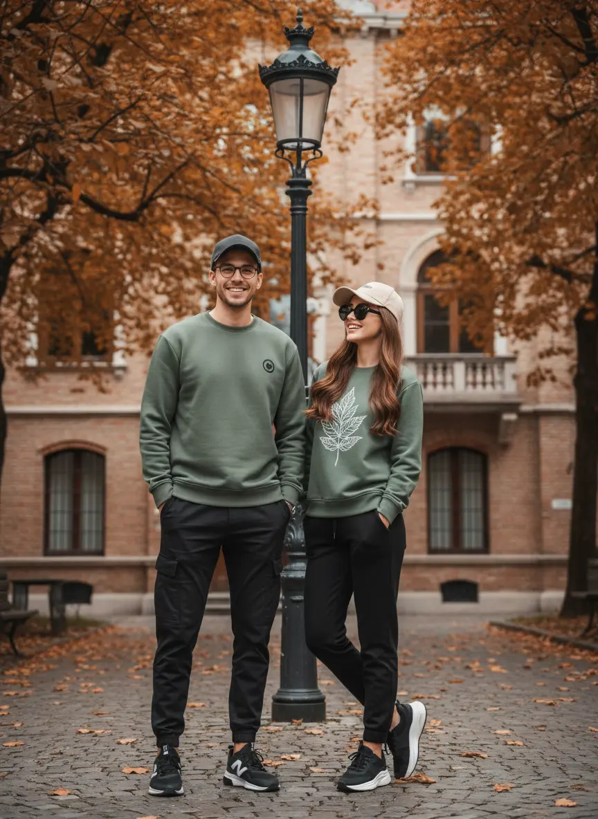 Cool urban street style roadside AI couple photo