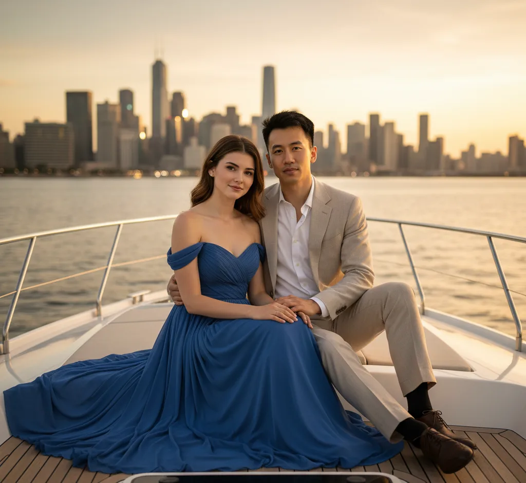 Sunset Elegance Couple Portrait — AI Couple Photo AI Template