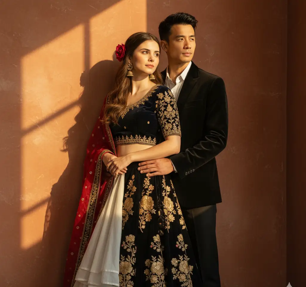 AI couple cinematic portrait — movie style