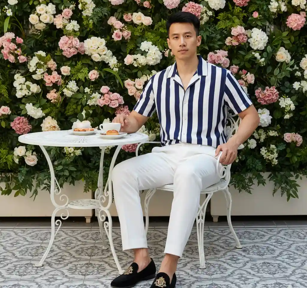 Elegant Café Encounter Portrait — AI Headshot Generator AI Template